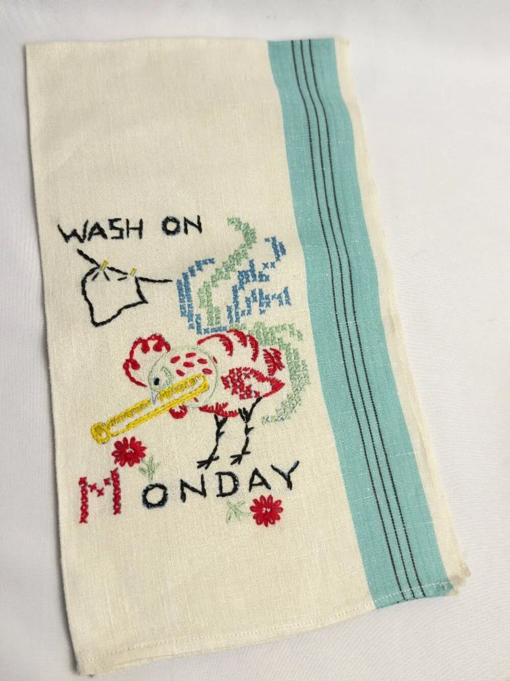 Embroidered Day of the Week Vintage Dish Tea Towels 29